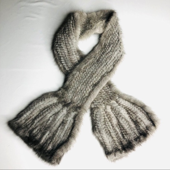 Accessories - Gray Faux Fur Rectangle Scarf Wrap Shawl Coverup